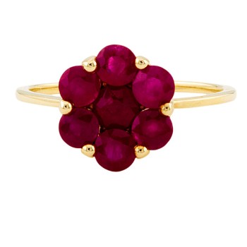 9ct Gold Ruby Cluster Ring Size S